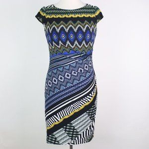 Musette Womens Size 6 Geometric Print Ruched Side Dress